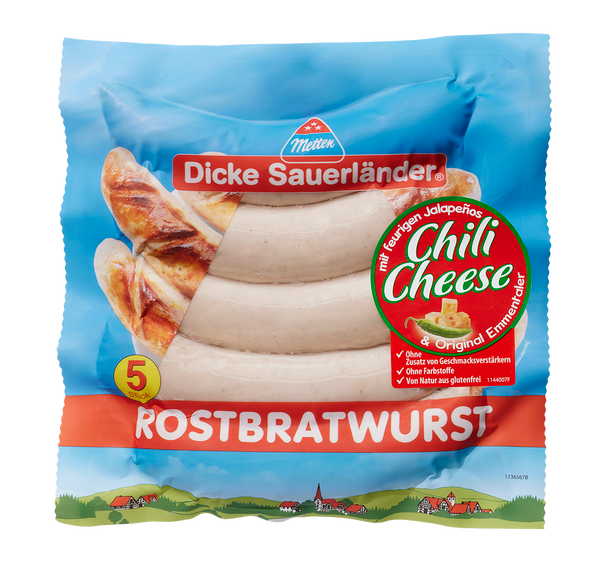 Bild: "Dicke Sauerländer" Rostbratwurst Chili-Cheese
